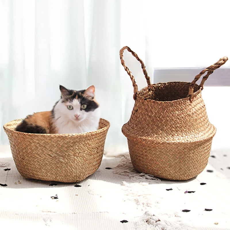 Panier de rangement multi-usage en rotin