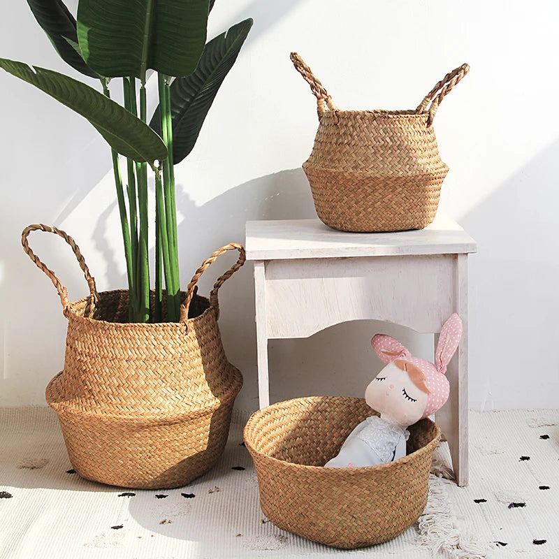 Panier de rangement multi-usage en rotin